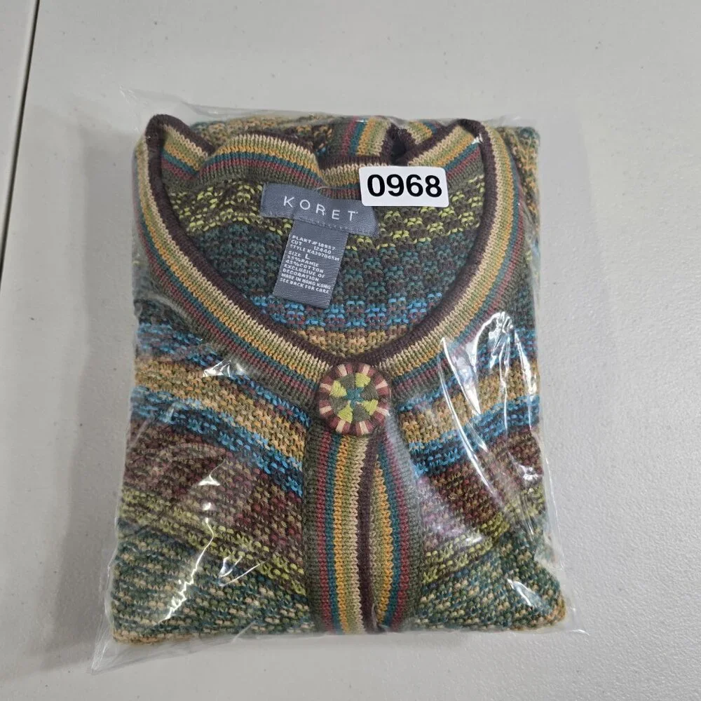 Vintage Koret Womens Cardigan Sweater Jacket Large Cottagecore Long Sleeve Multi